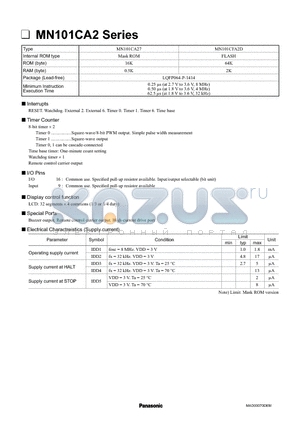 MN101CA2 datasheet - MN101CA2 Series