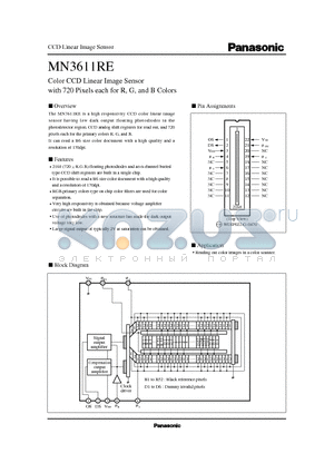 MN3611RE datasheet - Color CCD Linear Image Sensor with 720 Pixels each for R, G, and B Colors