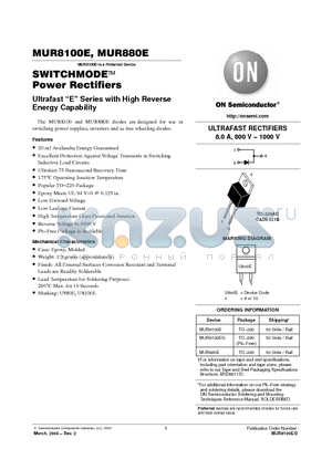 MUR8100EG datasheet - SWITCHMODE Power Rectifiers