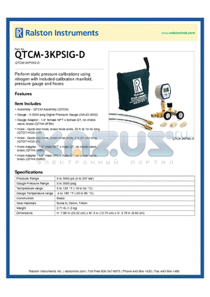 QTCM-3KPSIG-D datasheet - pressure gauge and hoses