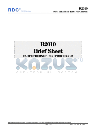 R2010 datasheet - FAST ETHERNET RISC PROCESSOR