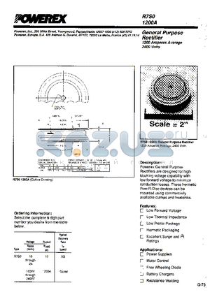 R7S01200A datasheet - General Purpose Rectifier (1200 Amperes Average 2400 Volts)