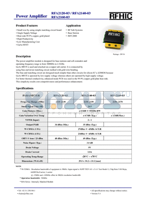 RFA2160-03 datasheet - Power Amplifier