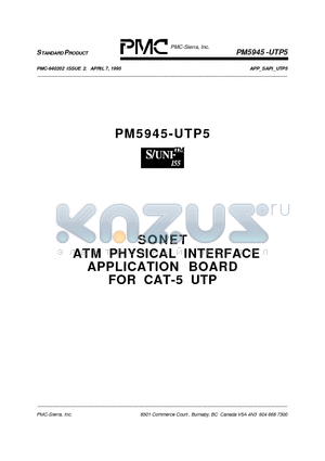 PM5945-UTP5 datasheet - ATM PHYSICAL INTERFACE APPLICATION BOARD FOR CAT-5 UTP