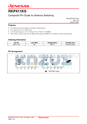 RKP411KS datasheet - Composite Pin Diode for Antenna Switching