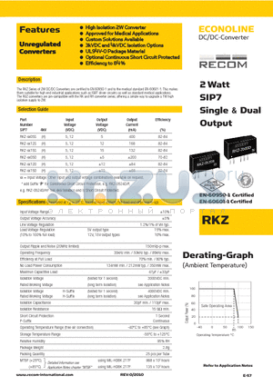 RKZ_10 datasheet - 2 Watt SIP7 Single & Dual Output