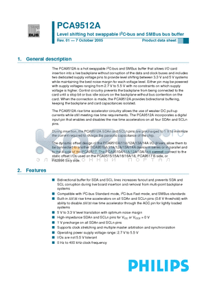 PCA9512AD datasheet - Level shifting hot swappable I2C-bus and SMBus bus buffer