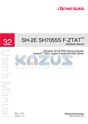 SH7055S datasheet - Renesas 32-Bit RISC Microcomputer SuperH RISC engine Family/SH7000 Series