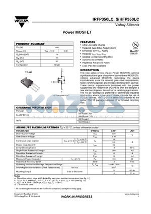 SIHFP350LC-E3 datasheet - Power MOSFET