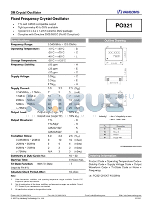 PO321 datasheet - Fixed Frequency Crystal Oscillator
