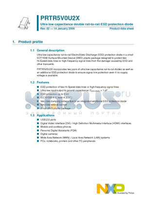 PRTR5V0U2X datasheet - Ultra low capacitance double rail-to-rail ESD protection diode