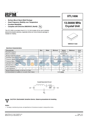 XTL1006 datasheet - Surface Mount Seam-Weld Package