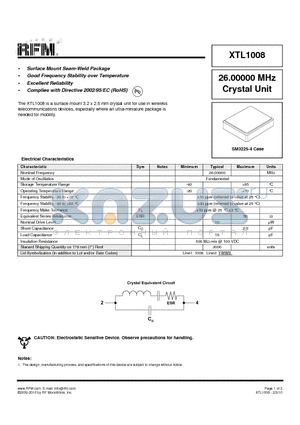 XTL1008 datasheet - Surface Mount Seam-Weld Package