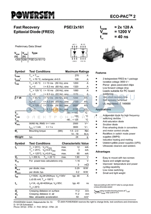 PSEI2X161-12 datasheet - Fast Recovery Epitaxial Diode (FRED)