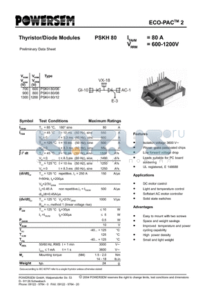 PSKH80 datasheet - Thyristor/Diode Modules