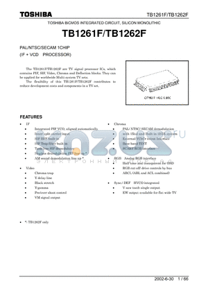 TB1262F datasheet - TOSHIBA BiCMOS INTEGRATED CIRCUIT, SILICON MONOLITHIC