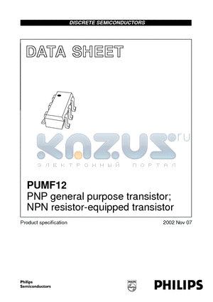 PUMF12 datasheet - PNP general purpose transistor; NPN resistor-equipped transistor