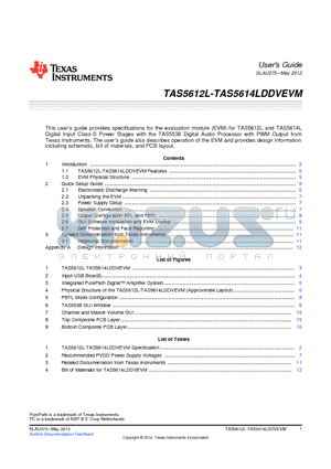 TPS3825-33DBVT datasheet - TAS5612L-TAS5614LDDVEVM
