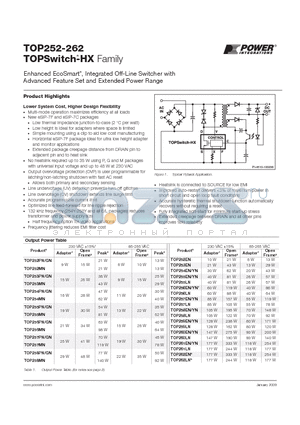 TOP252EN datasheet - Enhanced EcoSmart, Integrated Off-Line Switcher with Advanced Feature Set and Extended Power Range