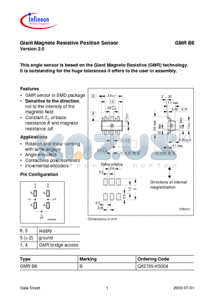 Q62705-K5004 datasheet - Giant Magneto Resistive Position Sensor