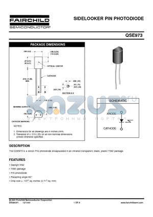 QSE973 datasheet - SIDELOOKER PIN PHOTODIODE