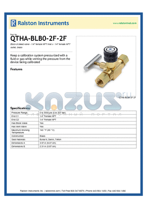 QTHA-BLB0-2F-2F datasheet - Block & bleed valve