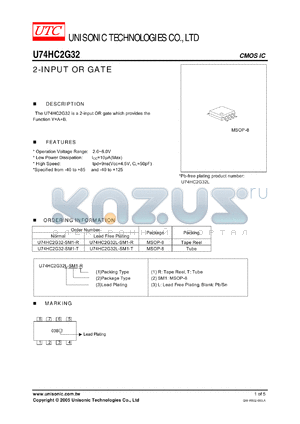 U74HC2G32 datasheet - 2-INPUT OR GATE