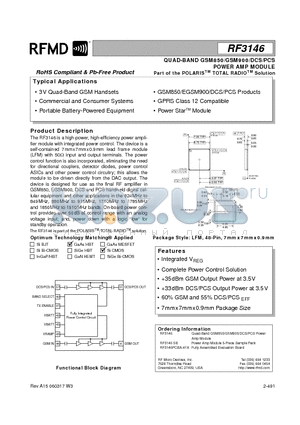 RF3146_06 datasheet - QUAD-BAND GSM850/GSM900/DCS/PCS POWER AMP MODULE