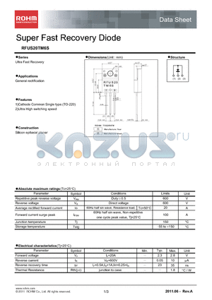 RFUS20TM6S datasheet - Super Fast Recovery Diode