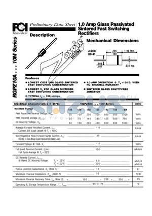 RGPZ10B datasheet - 1.0 Amp Glass Passivated Sintered Fast Switching Rectifiers Mechanical Dimensions