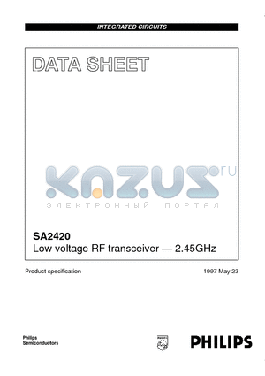 SA2420 datasheet - Low voltage RF transceiver . 2.45GHz