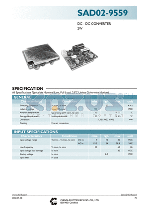 SAD02-9559_08 datasheet - DC - DC CONVERTER 2W