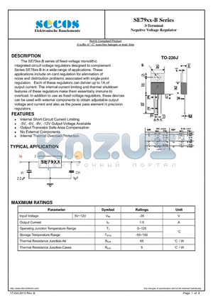 SE7905 datasheet - 3-Terminal Negative Voltage Regulator