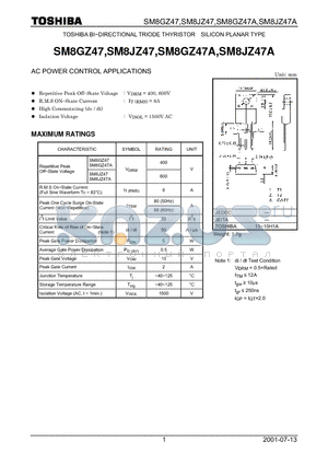 SM8GZ47A datasheet - AC POWER CONTROL APPLICATIONS