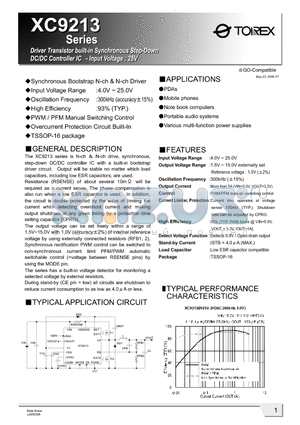 XC9213_1 datasheet - Synchronous Bootstrap N-ch & N-ch Driver