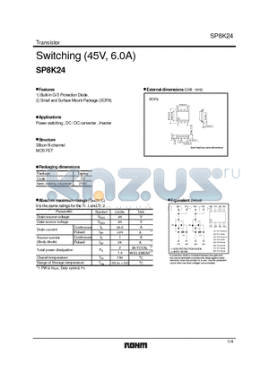 SP8K24 datasheet - Switching (45V, 6.0A)