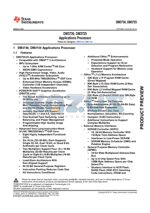 XDM3730ACUS datasheet - Applications Processor