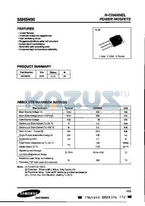 SSH5N90 datasheet - N-CHANNEL POWER MOSFETS