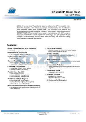 SST25VF032B datasheet - 32 Mbit SPI Serial Flash