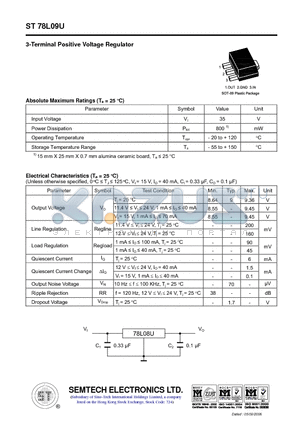 ST78L09U datasheet - 3-Terminal Positive Voltage Regulator