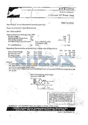 STK4273 datasheet - 2 Channel AF Power Amp