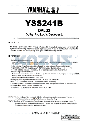 YSS241B datasheet - High-Quality Sound Processing by All Digital Sound Processing