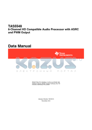 TAS5548DCA datasheet - 8-Channel HD Compatible Audio Processor with ASRC and PWM Output