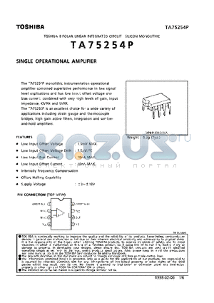 TA75254P datasheet - SINGLE OPERATIONAL AMPLIFIER