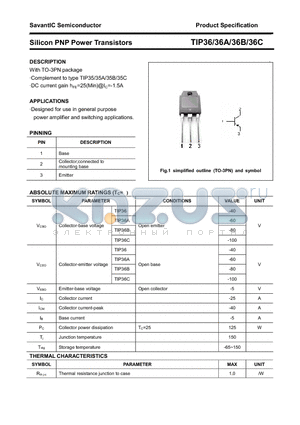 TIP36B datasheet - Silicon PNP Power Transistors