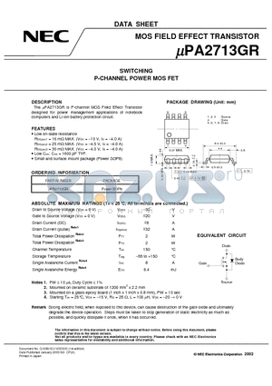 UPA2713GR datasheet - SWITCHING P-CHANNEL POWER MOSFET