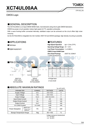 XC74UL00AA datasheet - CMOS Logic