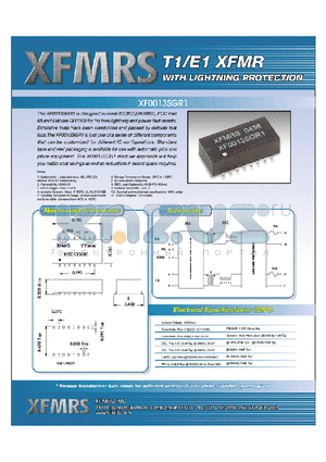 XF0013SGR1 datasheet - With Lightning ProtectionT1/E1 XFMR