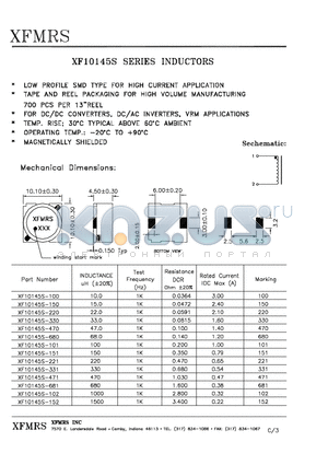 XF10145S-100 datasheet - INDUCTORS