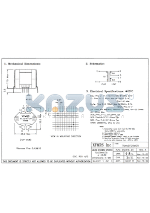 XF2316-04 datasheet - TRANSFORMER